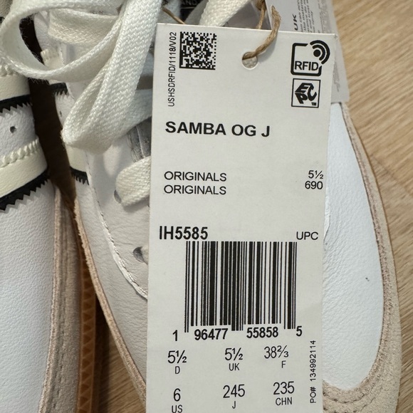 Adidas Samba White and Black Leather Shoes - Picture 4 of 5